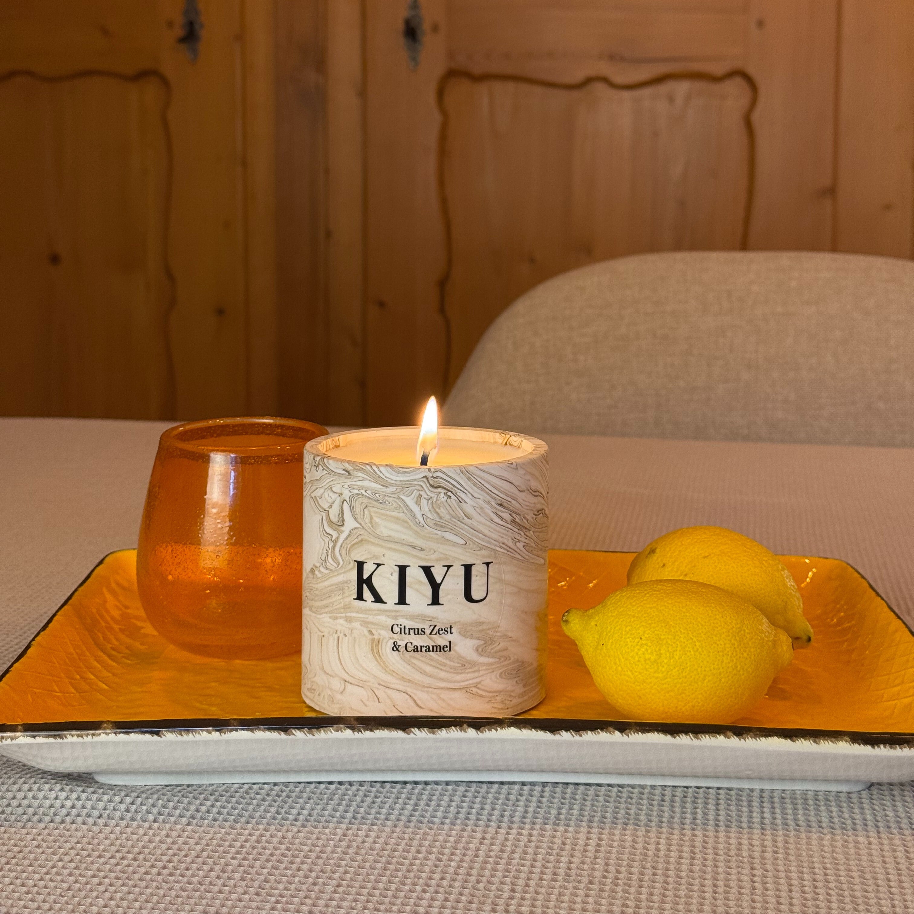 Citrus Zest & Caramel Duftkerze | Marmoriert